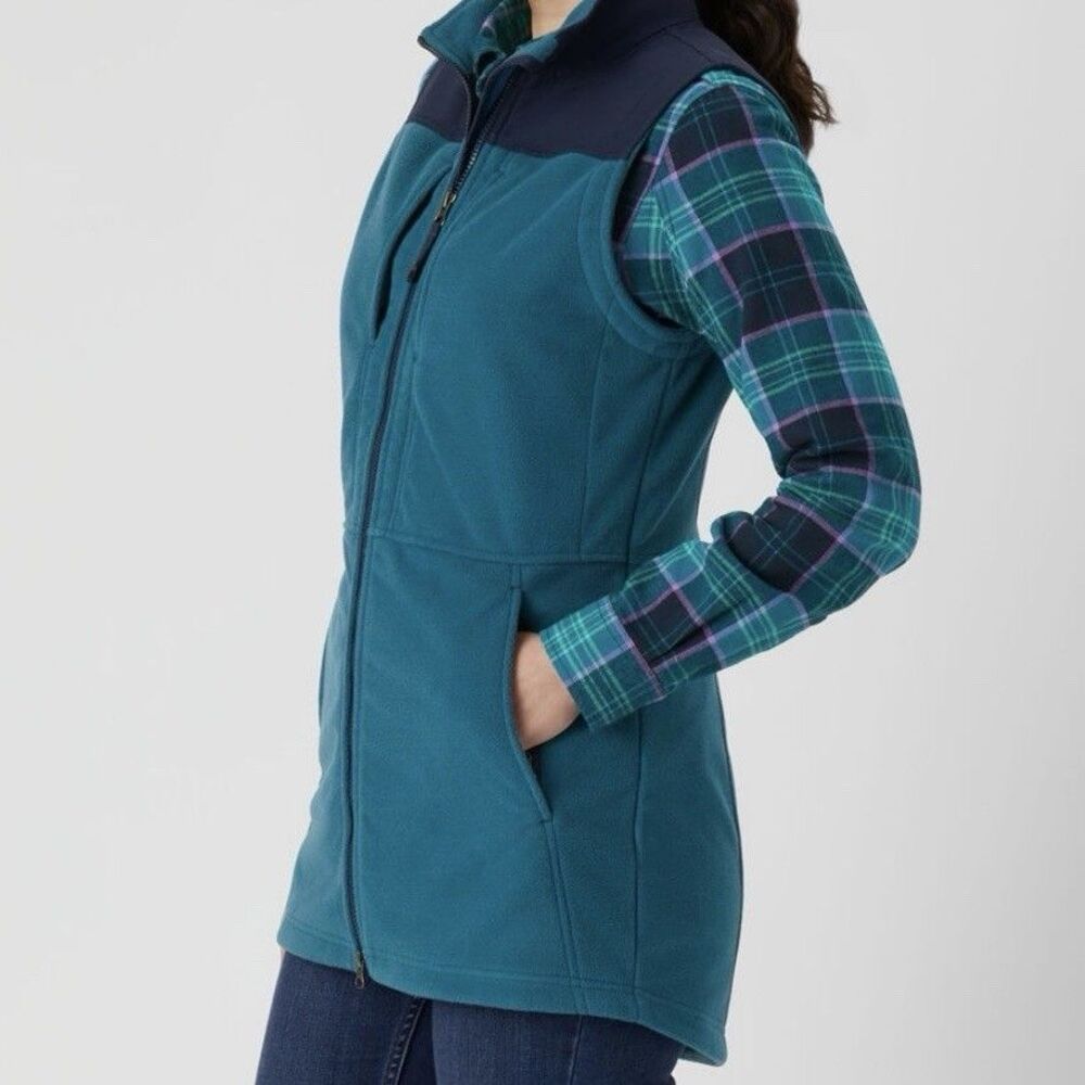 Duluth Shoreline 2.0 Fleece Vest Jacket Womens Large Teal Zip Pockets Outdoors